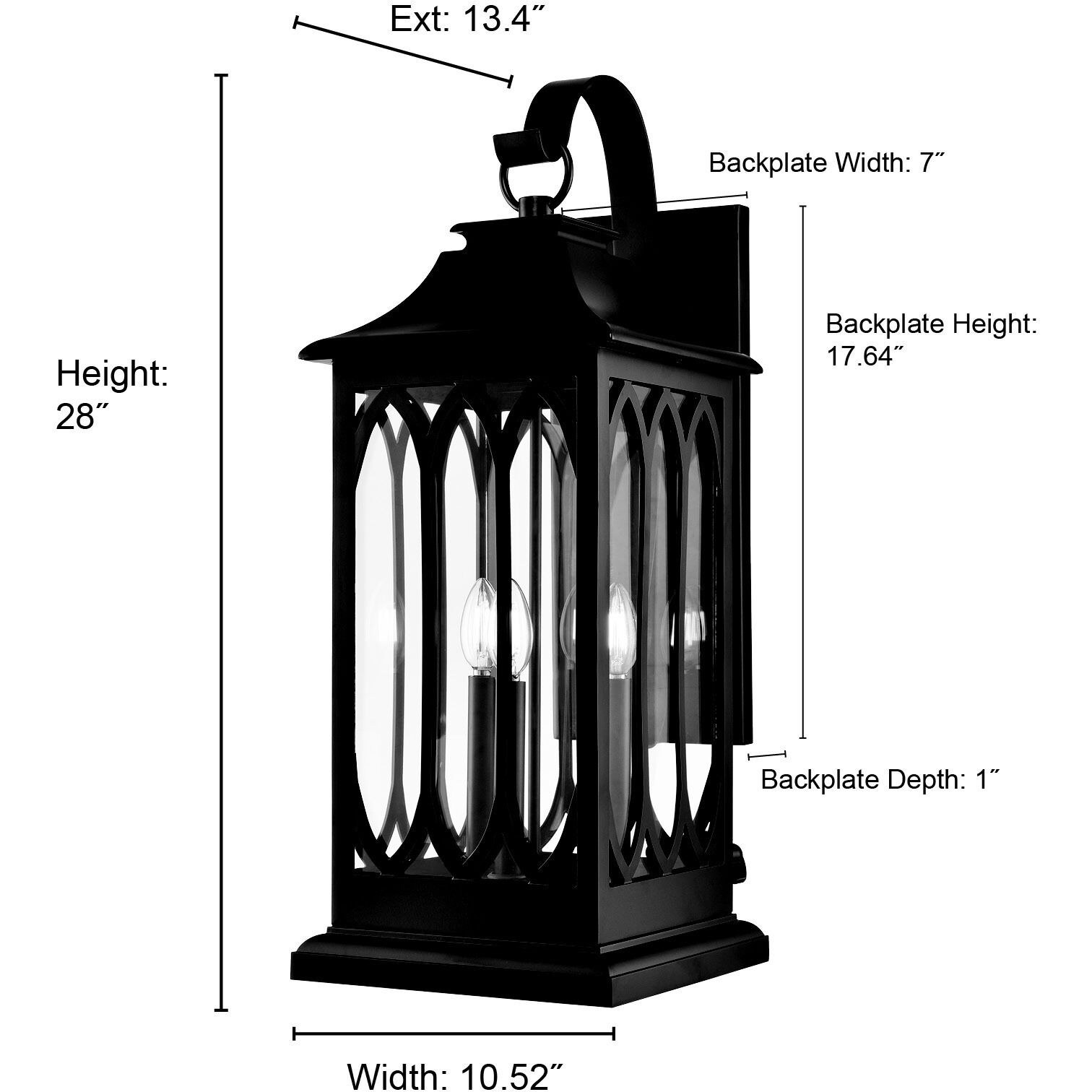 Mallorey 3 Light 28.25 inch Powder Coated Black Outdoor Wall Sconce